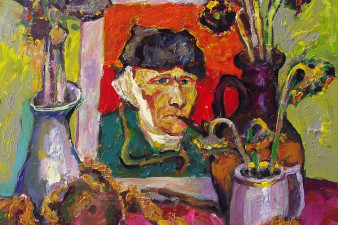 Подсолнухи с портретом Ван Гога. 2013. Холст, масло. 90х80